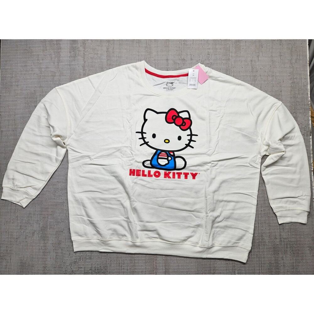 Hello Kitty by Sanrio Women's Cozy Graphic Sweatshirt Plus Size 3X White